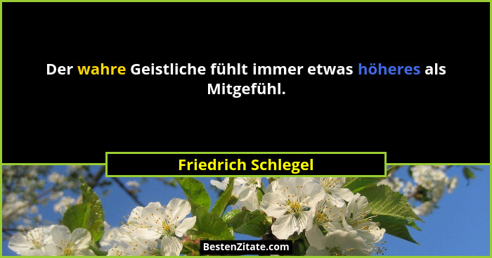Der wahre Geistliche fühlt immer etwas höheres als Mitgefühl.... - Friedrich Schlegel