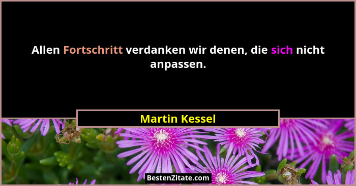 Allen Fortschritt verdanken wir denen, die sich nicht anpassen.... - Martin Kessel