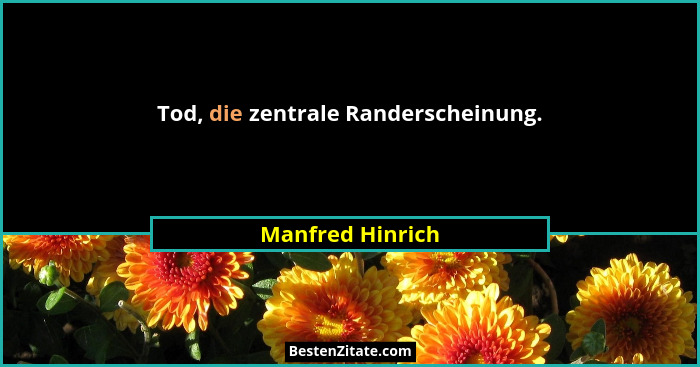 Tod, die zentrale Randerscheinung.... - Manfred Hinrich