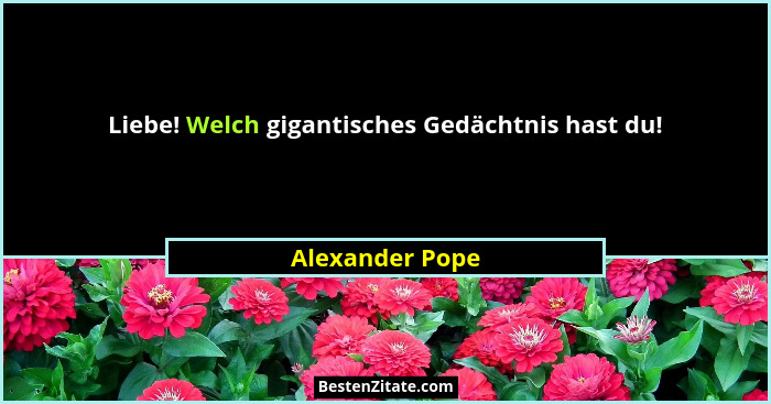 Liebe! Welch gigantisches Gedächtnis hast du!... - Alexander Pope