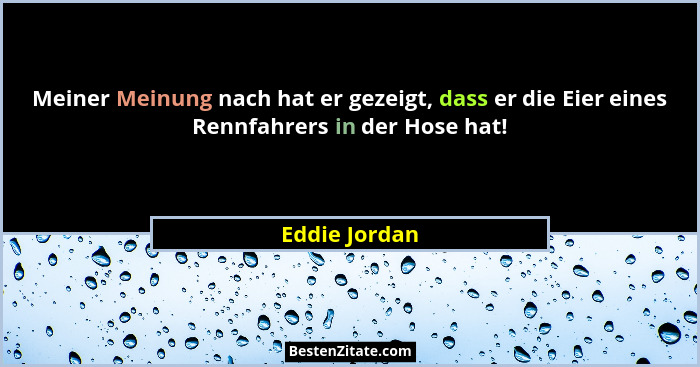 Meiner Meinung nach hat er gezeigt, dass er die Eier eines Rennfahrers in der Hose hat!... - Eddie Jordan
