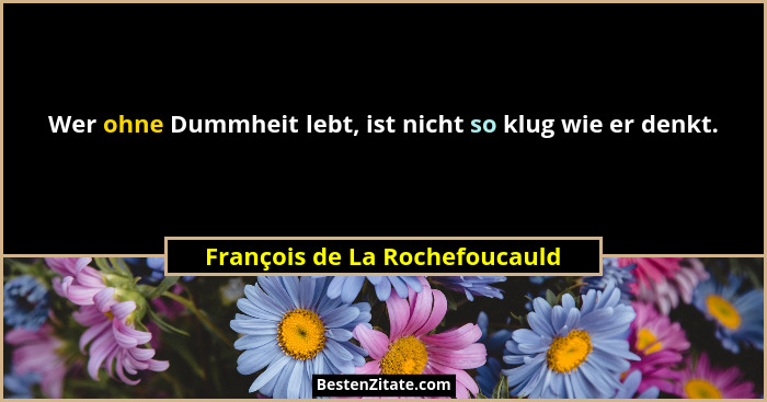 Wer ohne Dummheit lebt, ist nicht so klug wie er denkt.... - François de La Rochefoucauld