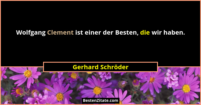 Wolfgang Clement ist einer der Besten, die wir haben.... - Gerhard Schröder