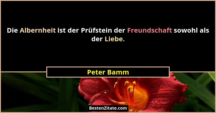 Die Albernheit ist der Prüfstein der Freundschaft sowohl als der Liebe.... - Peter Bamm