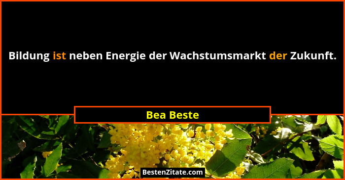Bildung ist neben Energie der Wachstumsmarkt der Zukunft.... - Bea Beste