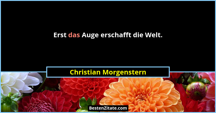 Erst das Auge erschafft die Welt.... - Christian Morgenstern