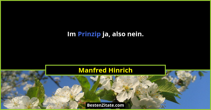 Im Prinzip ja, also nein.... - Manfred Hinrich