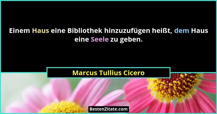 Einem Haus eine Bibliothek hinzuzufügen heißt, dem Haus eine Seele zu geben.... - Marcus Tullius Cicero