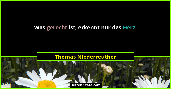 Was gerecht ist, erkennt nur das Herz.... - Thomas Niederreuther
