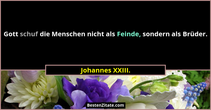 Gott schuf die Menschen nicht als Feinde, sondern als Brüder.... - Johannes XXIII.