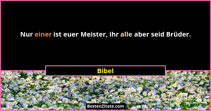 Nur einer ist euer Meister, ihr alle aber seid Brüder.... - Bibel