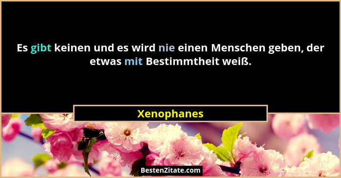 Es gibt keinen und es wird nie einen Menschen geben, der etwas mit Bestimmtheit weiß.... - Xenophanes