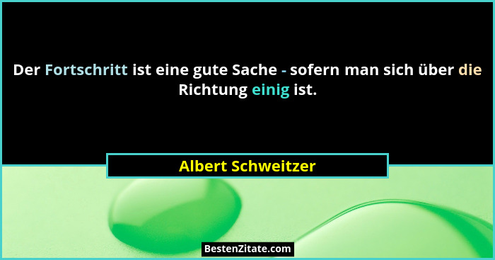 Der Fortschritt ist eine gute Sache - sofern man sich über die Richtung einig ist.... - Albert Schweitzer