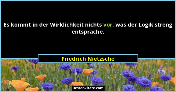Es kommt in der Wirklichkeit nichts vor, was der Logik streng entspräche.... - Friedrich Nietzsche