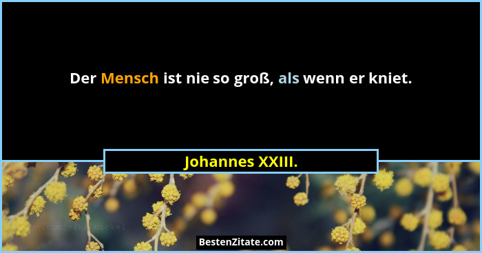 Der Mensch ist nie so groß, als wenn er kniet.... - Johannes XXIII.