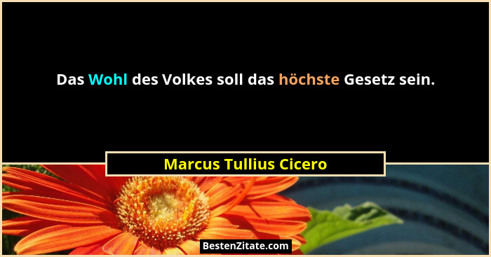Das Wohl des Volkes soll das höchste Gesetz sein.... - Marcus Tullius Cicero