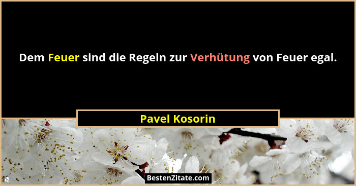 Dem Feuer sind die Regeln zur Verhütung von Feuer egal.... - Pavel Kosorin
