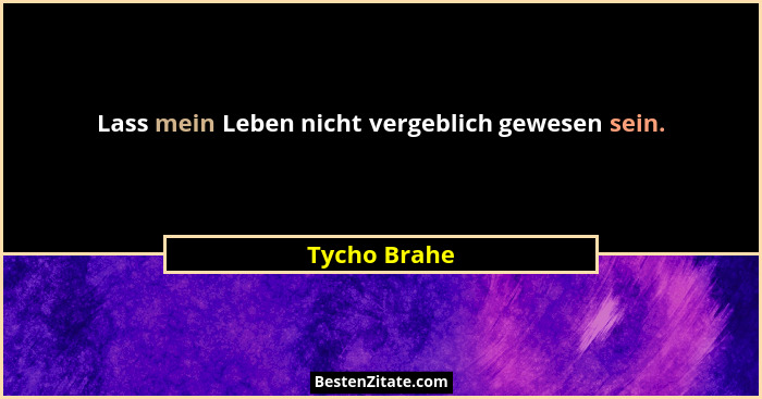 Lass mein Leben nicht vergeblich gewesen sein.... - Tycho Brahe