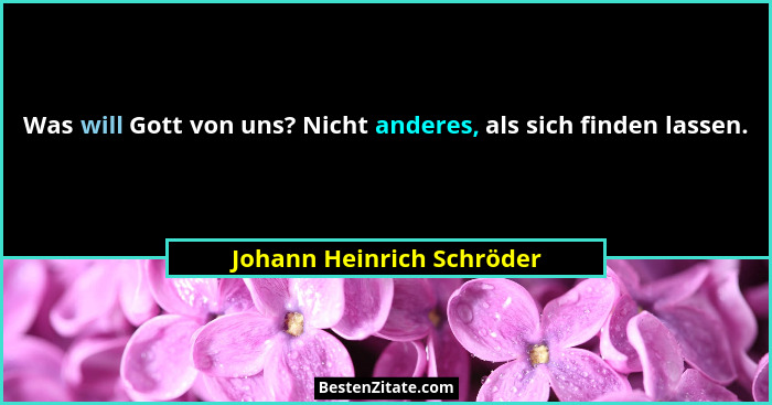 Was will Gott von uns? Nicht anderes, als sich finden lassen.... - Johann Heinrich Schröder