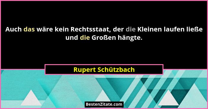 Auch das wäre kein Rechtsstaat, der die Kleinen laufen ließe und die Großen hängte.... - Rupert Schützbach