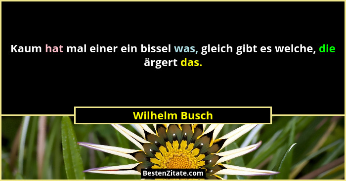 Kaum hat mal einer ein bissel was, gleich gibt es welche, die ärgert das.... - Wilhelm Busch