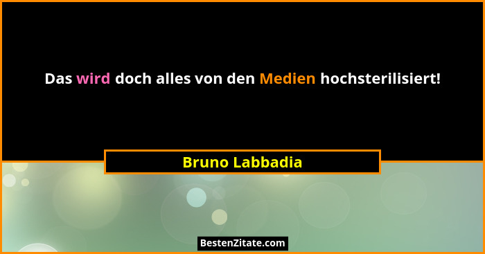 Das wird doch alles von den Medien hochsterilisiert!... - Bruno Labbadia