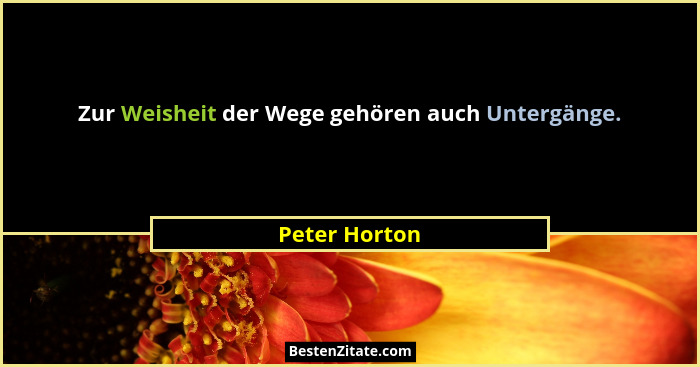 Zur Weisheit der Wege gehören auch Untergänge.... - Peter Horton