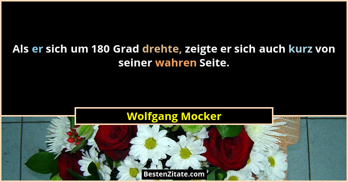 Als er sich um 180 Grad drehte, zeigte er sich auch kurz von seiner wahren Seite.... - Wolfgang Mocker
