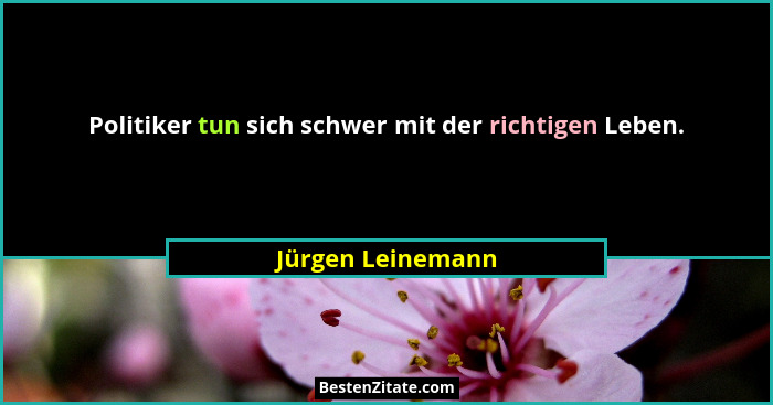 Politiker tun sich schwer mit der richtigen Leben.... - Jürgen Leinemann