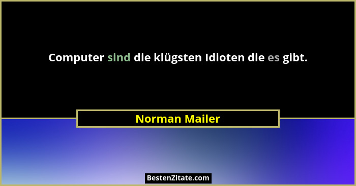Computer sind die klügsten Idioten die es gibt.... - Norman Mailer