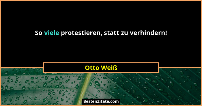 So viele protestieren, statt zu verhindern!... - Otto Weiß