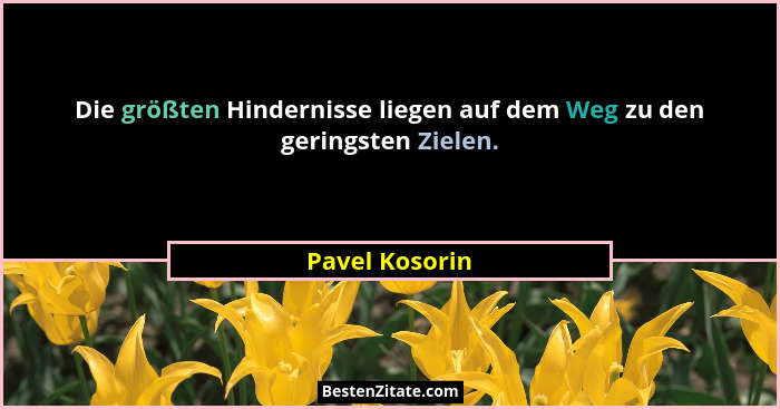 Die größten Hindernisse liegen auf dem Weg zu den geringsten Zielen.... - Pavel Kosorin