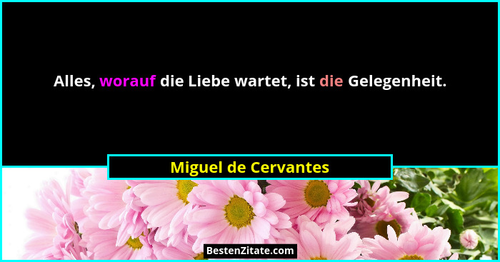 Alles, worauf die Liebe wartet, ist die Gelegenheit.... - Miguel de Cervantes