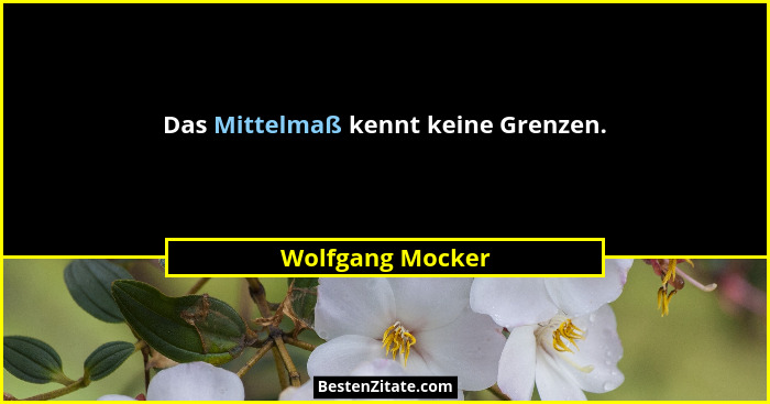 Das Mittelmaß kennt keine Grenzen.... - Wolfgang Mocker