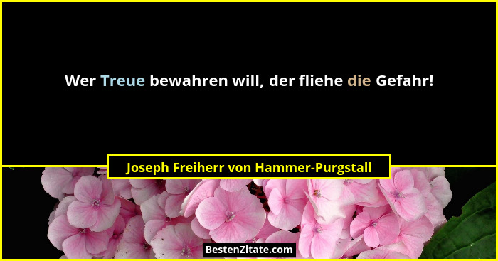 Wer Treue bewahren will, der fliehe die Gefahr!... - Joseph Freiherr von Hammer-Purgstall