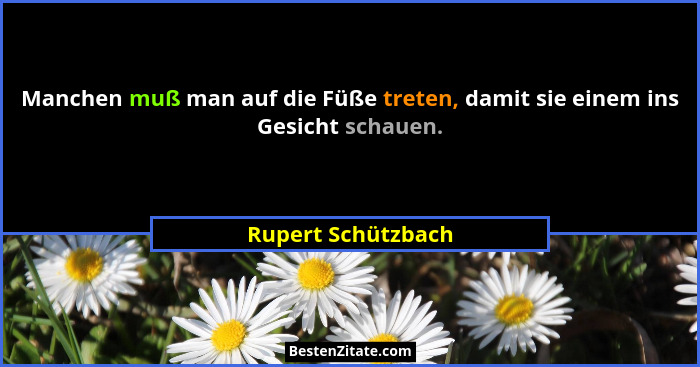 Manchen muß man auf die Füße treten, damit sie einem ins Gesicht schauen.... - Rupert Schützbach