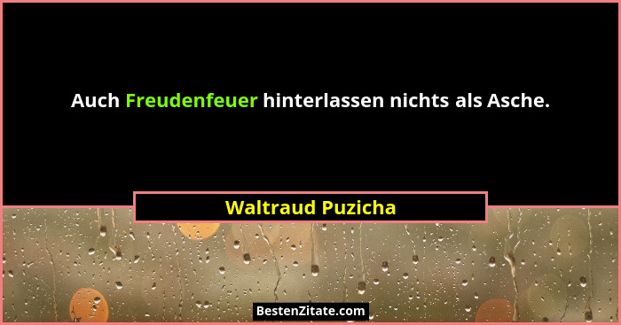 Auch Freudenfeuer hinterlassen nichts als Asche.... - Waltraud Puzicha