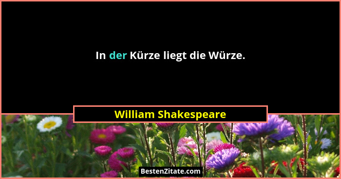 In der Kürze liegt die Würze.... - William Shakespeare