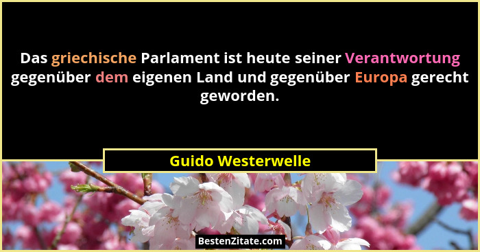 Das griechische Parlament ist heute seiner Verantwortung gegenüber dem eigenen Land und gegenüber Europa gerecht geworden.... - Guido Westerwelle