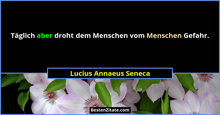 Täglich aber droht dem Menschen vom Menschen Gefahr.... - Lucius Annaeus Seneca