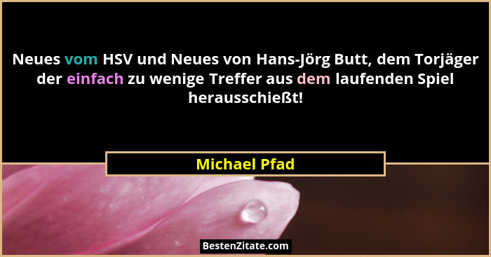 Neues vom HSV und Neues von Hans-Jörg Butt, dem Torjäger der einfach zu wenige Treffer aus dem laufenden Spiel herausschießt!... - Michael Pfad