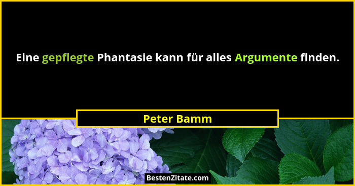 Eine gepflegte Phantasie kann für alles Argumente finden.... - Peter Bamm