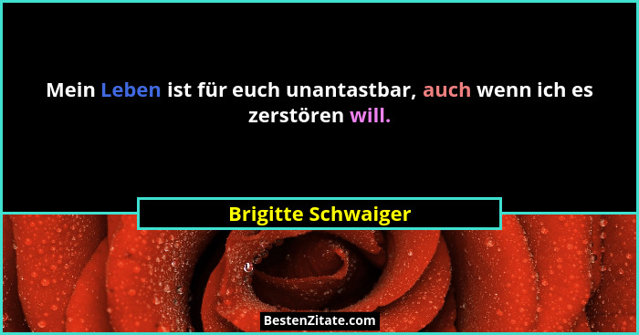 Mein Leben ist für euch unantastbar, auch wenn ich es zerstören will.... - Brigitte Schwaiger