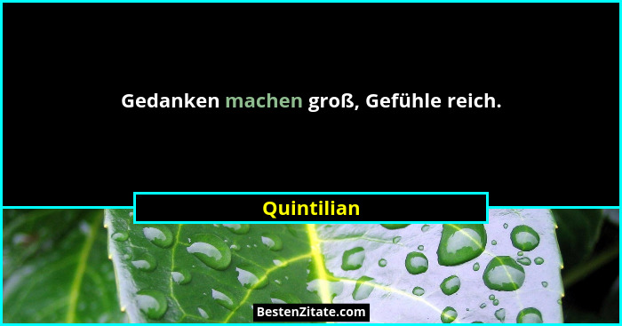Gedanken machen groß, Gefühle reich.... - Quintilian