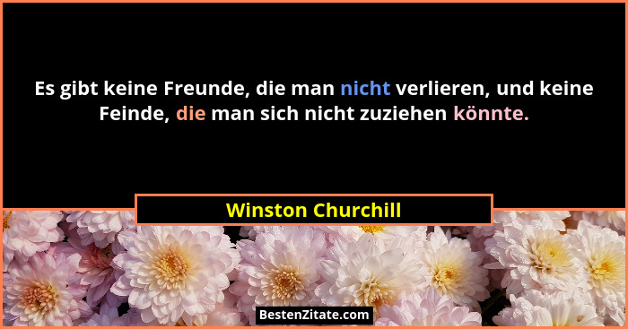 Es gibt keine Freunde, die man nicht verlieren, und keine Feinde, die man sich nicht zuziehen könnte.... - Winston Churchill