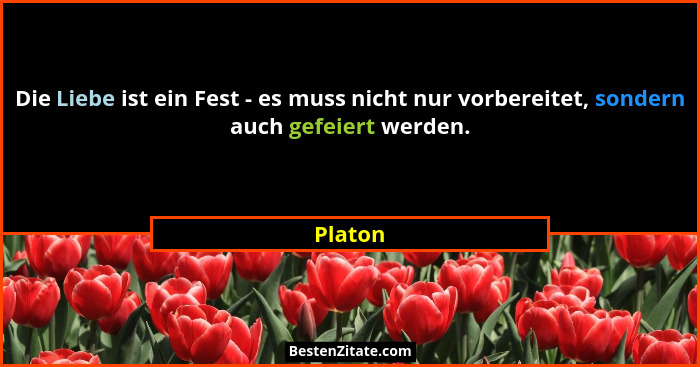 Die Liebe ist ein Fest - es muss nicht nur vorbereitet, sondern auch gefeiert werden.... - Platon
