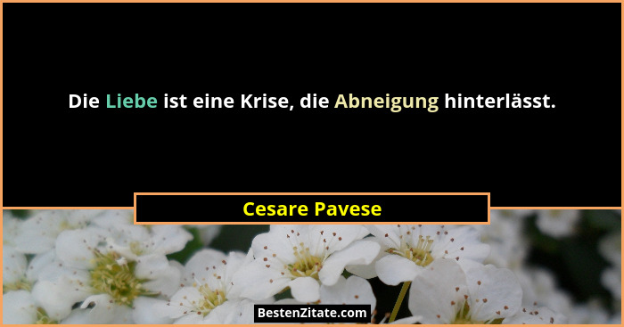 Die Liebe ist eine Krise, die Abneigung hinterlässt.... - Cesare Pavese