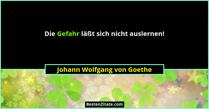 Die Gefahr läßt sich nicht auslernen!... - Johann Wolfgang von Goethe