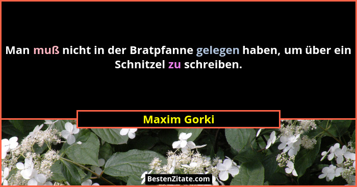 Man muß nicht in der Bratpfanne gelegen haben, um über ein Schnitzel zu schreiben.... - Maxim Gorki