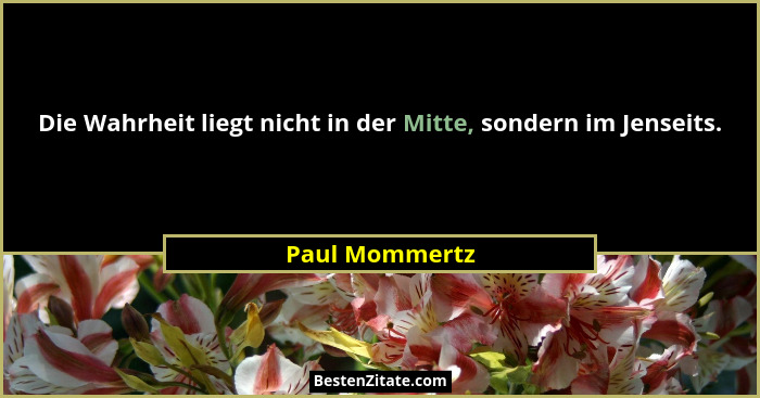 Die Wahrheit liegt nicht in der Mitte, sondern im Jenseits.... - Paul Mommertz